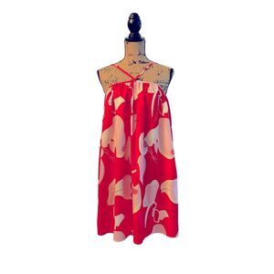 SHEIN Red and White Tie Neck Sundress Size Large New without Tags